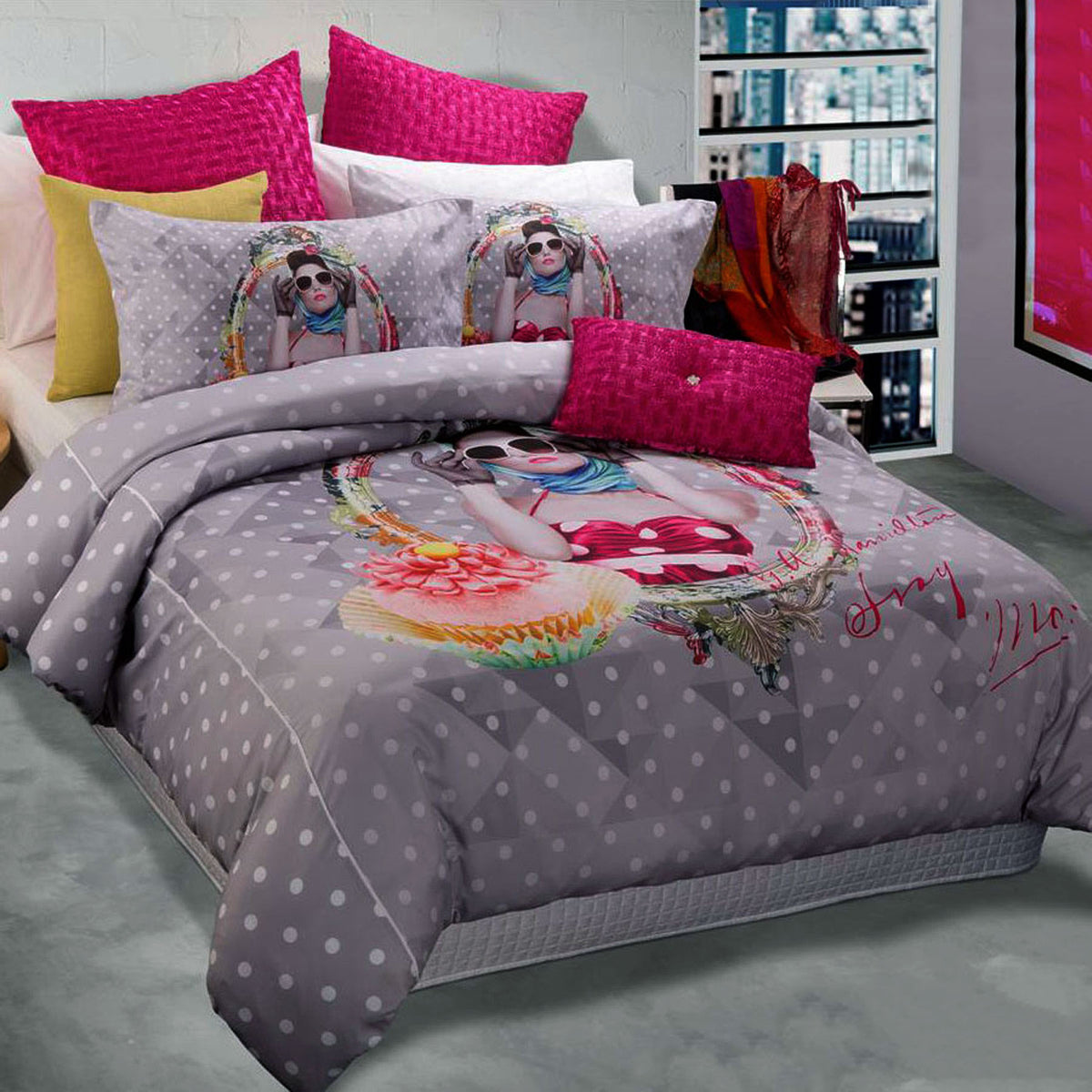 Georges Fine Linens Vogue Silver Quilt Cover Set | Queen