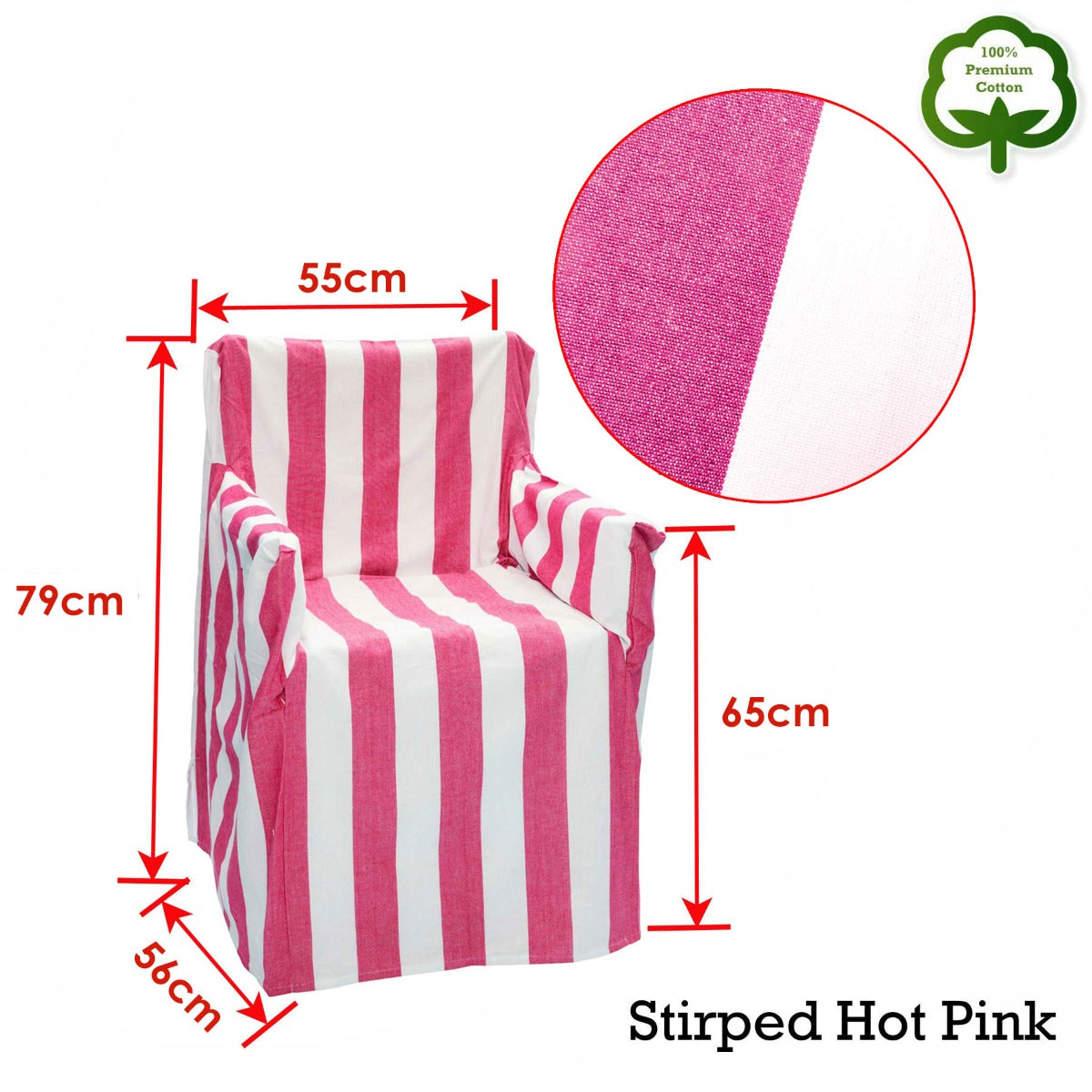 Rans Alfresco Director Chair Cover | 100% Cotton | Striped Hot Pink | Outdoor Replacement Slipcover