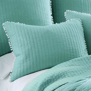 Jenny Mclean | Clavo Pompom Blue | 3 Piece 100% Cotton Coverlet Set | King
