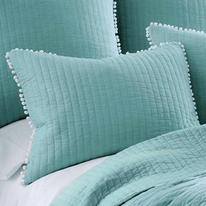 Jenny Mclean Clavo Pompom Blue 3 Piece Coverlet Set | 100% Cotton | Super King