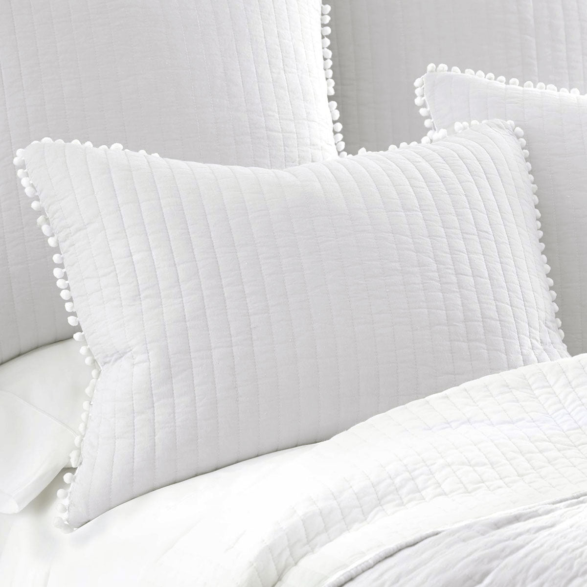 Jenny Mclean Clavo Pompom White 3 Piece Coverlet Set | 100% Cotton | Super King