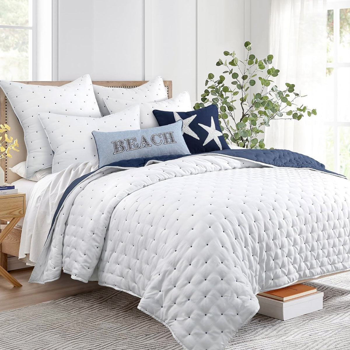 Jenny Mclean Swiss Dots Blue 3 Piece Coverlet Set | King