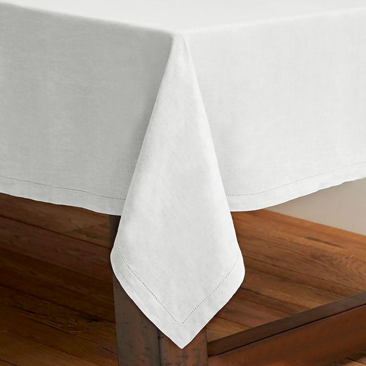 Rans Pure Cotton Hemstitch Tablecloth | 205 x 205 cm | White