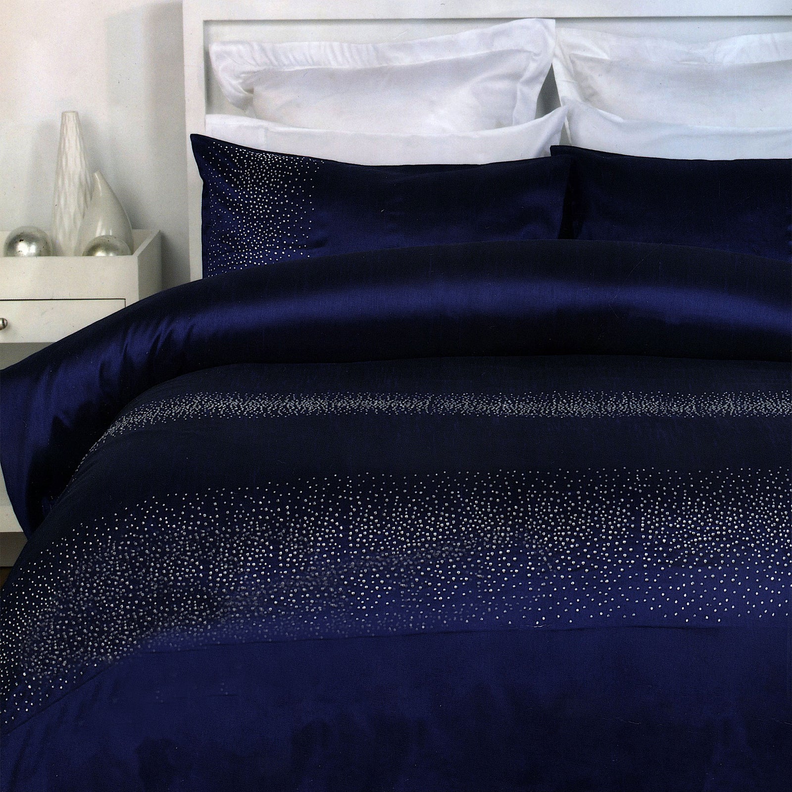 Diamante Quilt Cover Set | Navy | Single