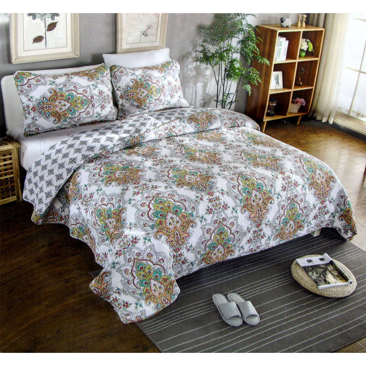 Lightly Quilted Coverlet Set | 100% Cotton | Abigail | Queen
