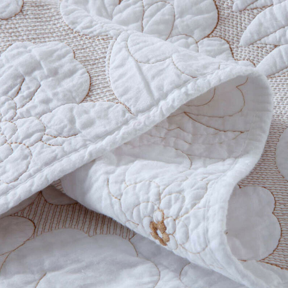 Lightly Quilted Coverlet Set | Cotton Rich | Floriade White | King