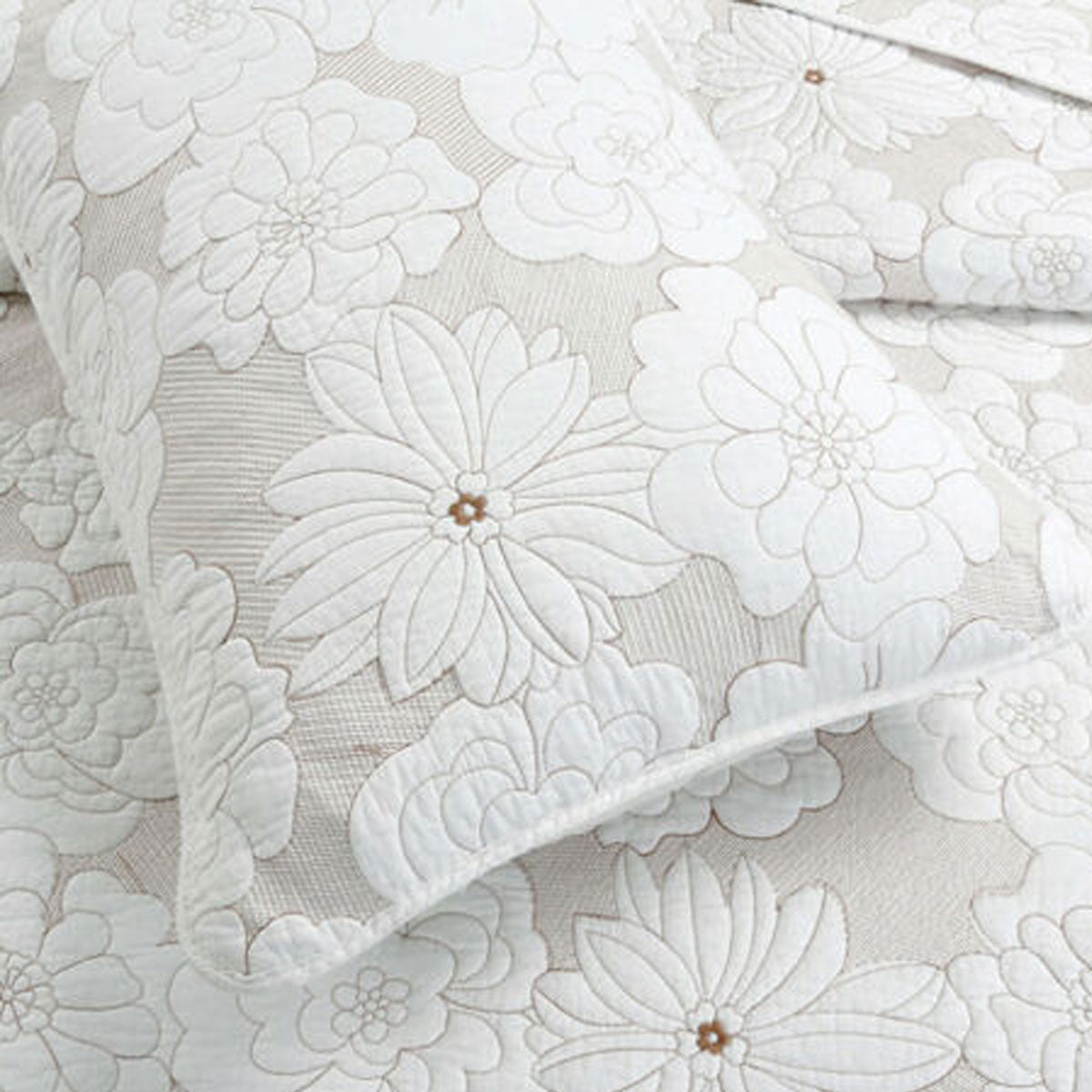 Lightly Quilted Coverlet Set | Cotton Rich | Floriade White | King