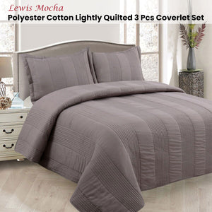 Lewis Mocha Quilted Coverlet Set | 3 Piece | Polyester Cotton | Queen