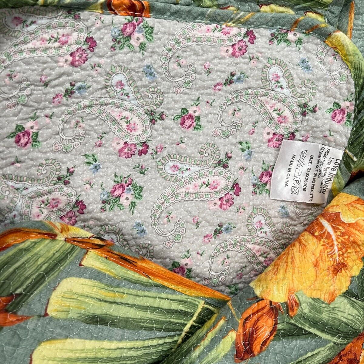 Lightly Quilted Coverlet Set | 100% Cotton | Birds of Paradise | Queen | 230 x 250 cm