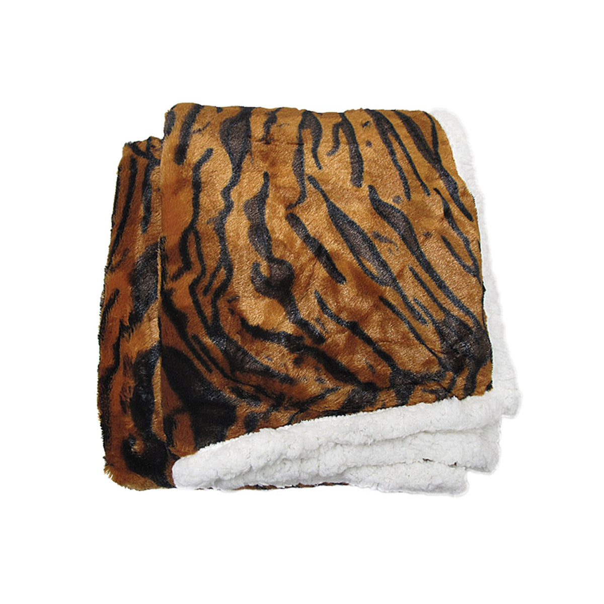 Luxury Faux Fur Reversible Throw Rug | Tiger