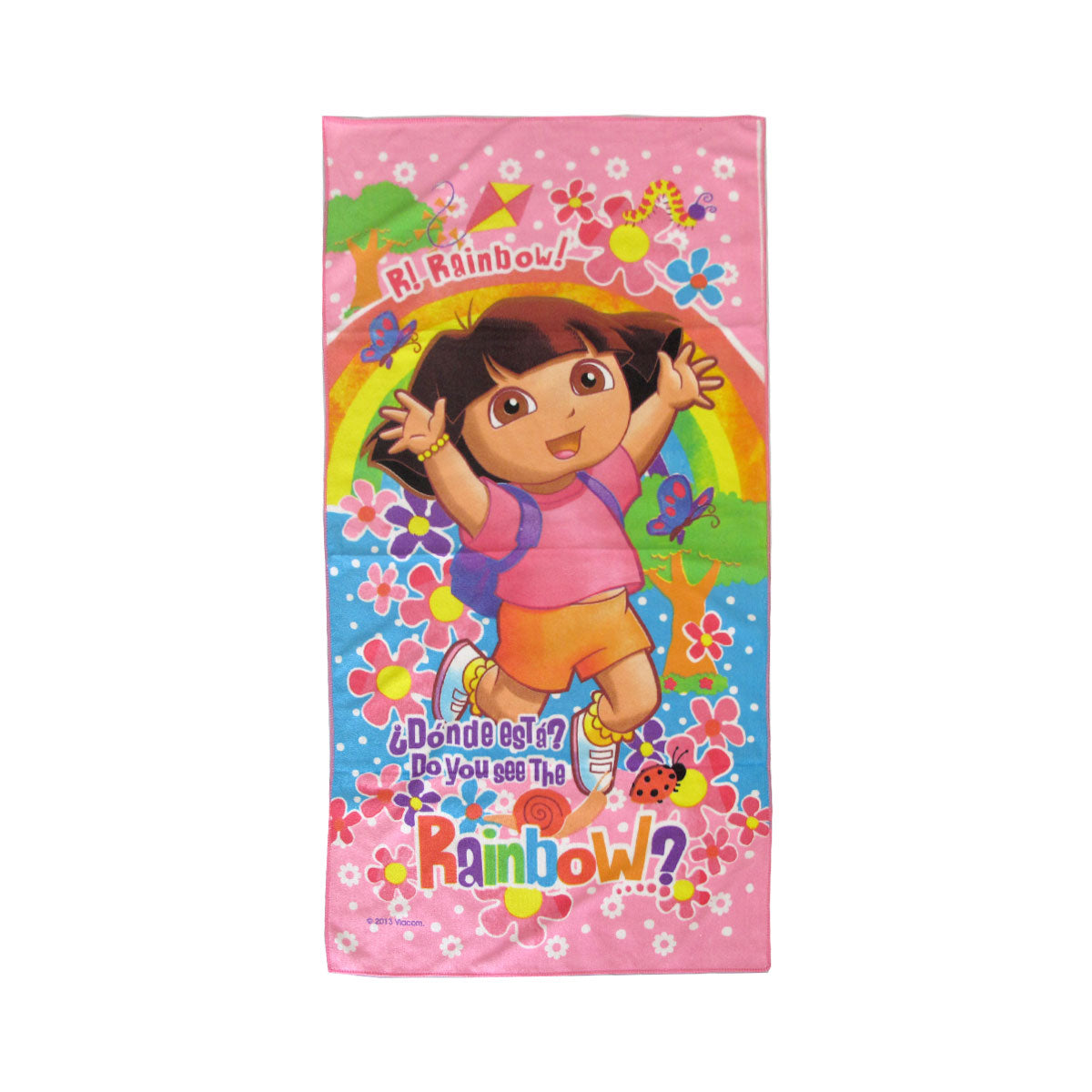 Bloomington | Dora the Explorer Rainbow Kids Cartoon Printed Microfiber Beach Towel | 70 x 137 cm