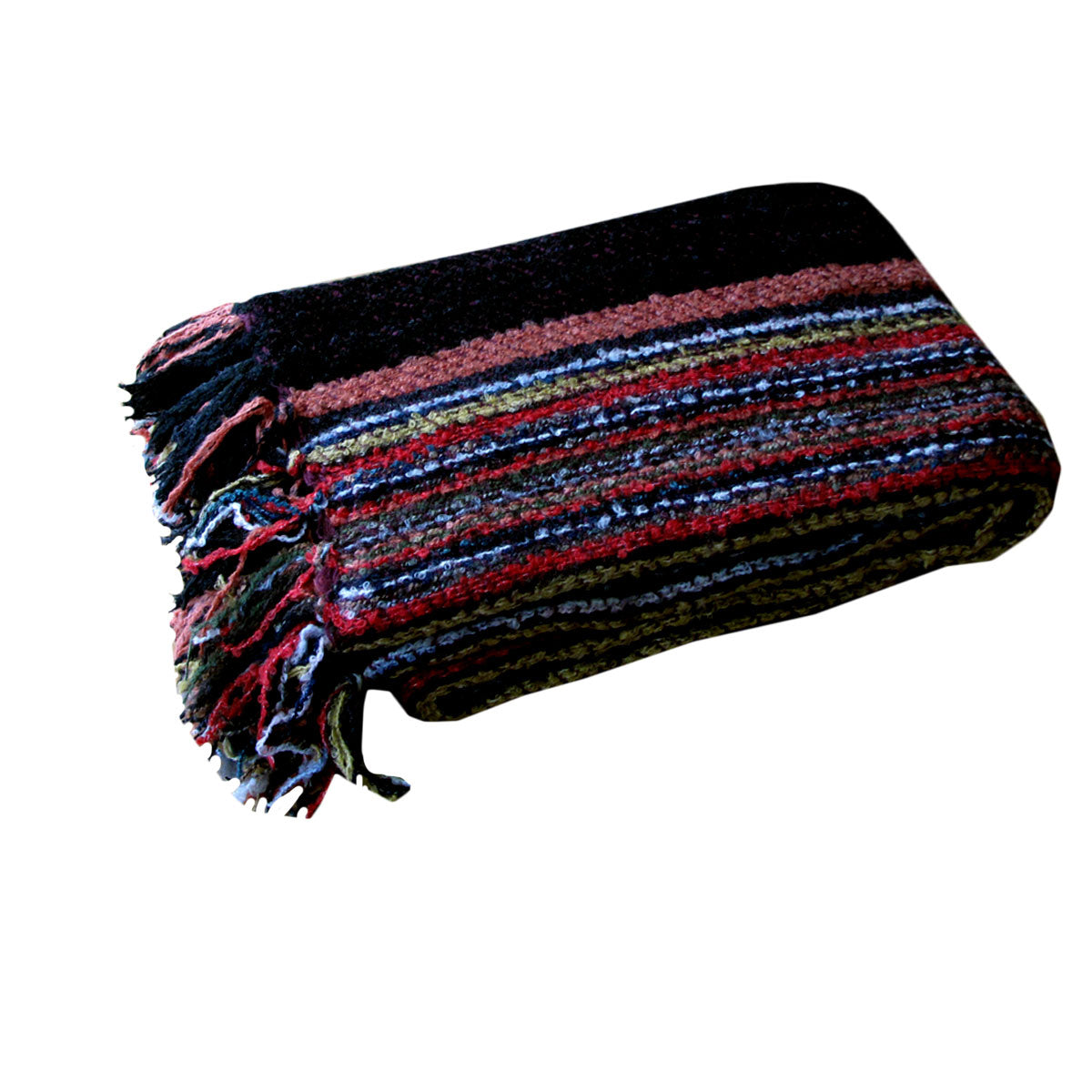 Liam Acrylic Knitted Throw Rug with Fringe | No7