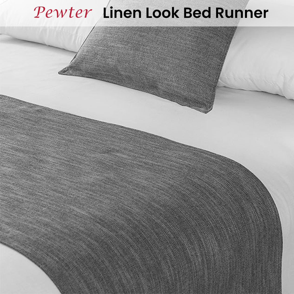 Jason Linen Look Pewter Bed Runner | Single/King Single