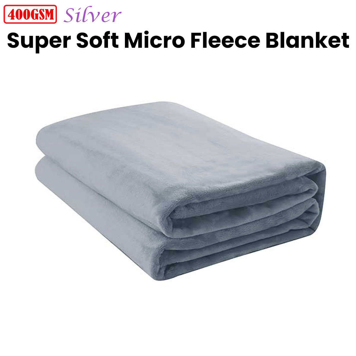 Jason 400GSM Super Soft Micro Fleece Blanket | Silver | King