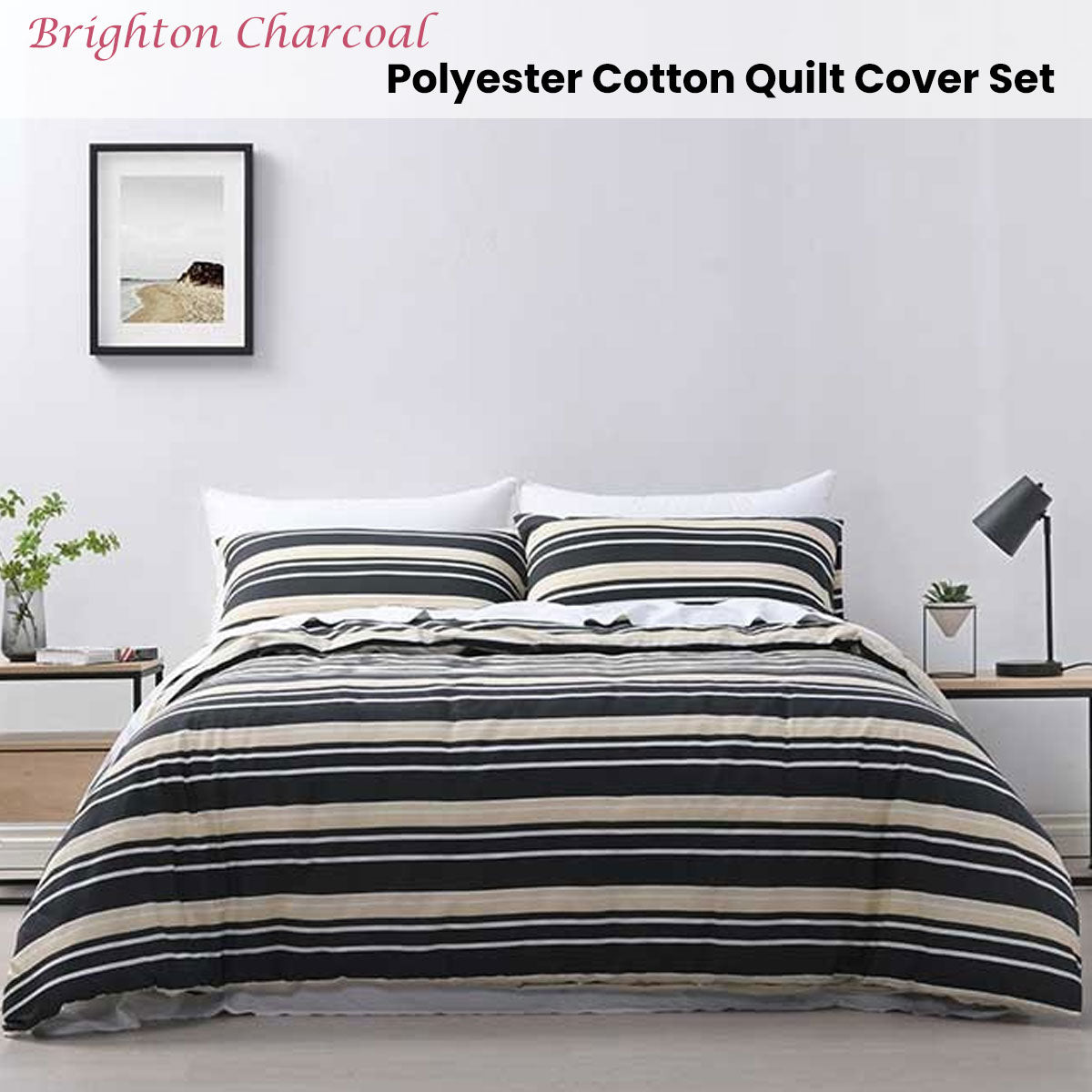 Jason Brighton Charcoal Quilt Cover Set | Queen