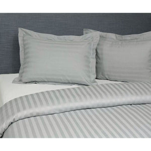 Jason Silver Satin Stripe Tailored Quilt Cover Set | King