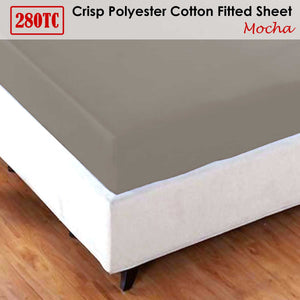 Jason | Crisp Polyester Cotton Fitted Sheet | Mocha | King