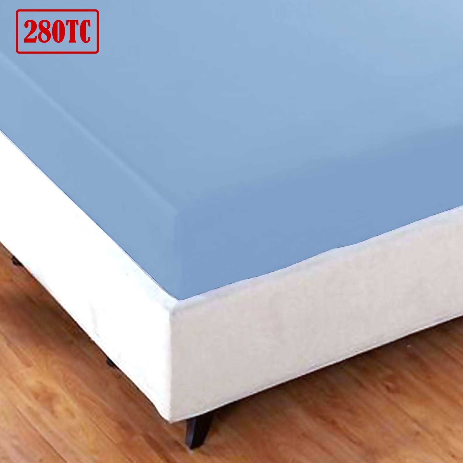 Jason | Crisp Polyester Cotton Fitted Sheet | Spring Blue | King