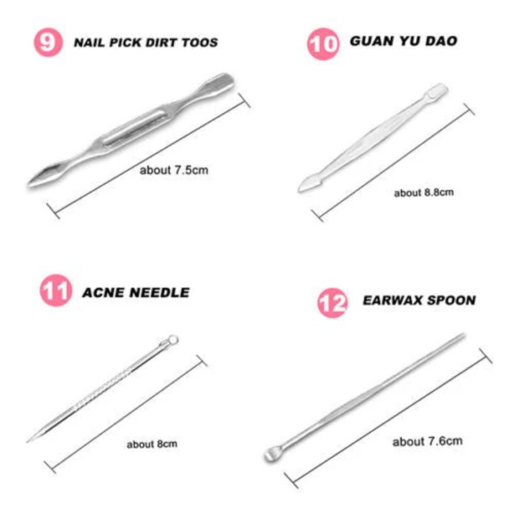 12 Pcs Set Manicure Pedicure Kit | Nail Clippers Professional Grooming Kit