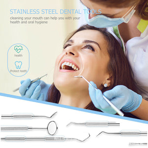 Stainless Steel Dental Tools Set | Oral Care Kit | Metal Storage Case Included