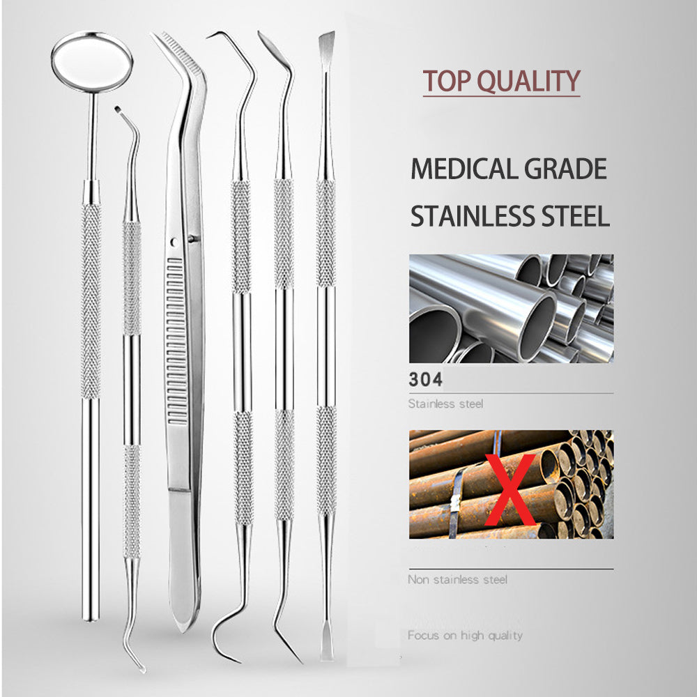 Stainless Steel Dental Tools Set | Oral Care Kit | Metal Storage Case Included