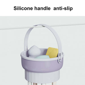 3-in-1 Makeup Brushes Cleaner | Sponge Brush Washing Box & Makeup Brush Drying Basket (Beige)