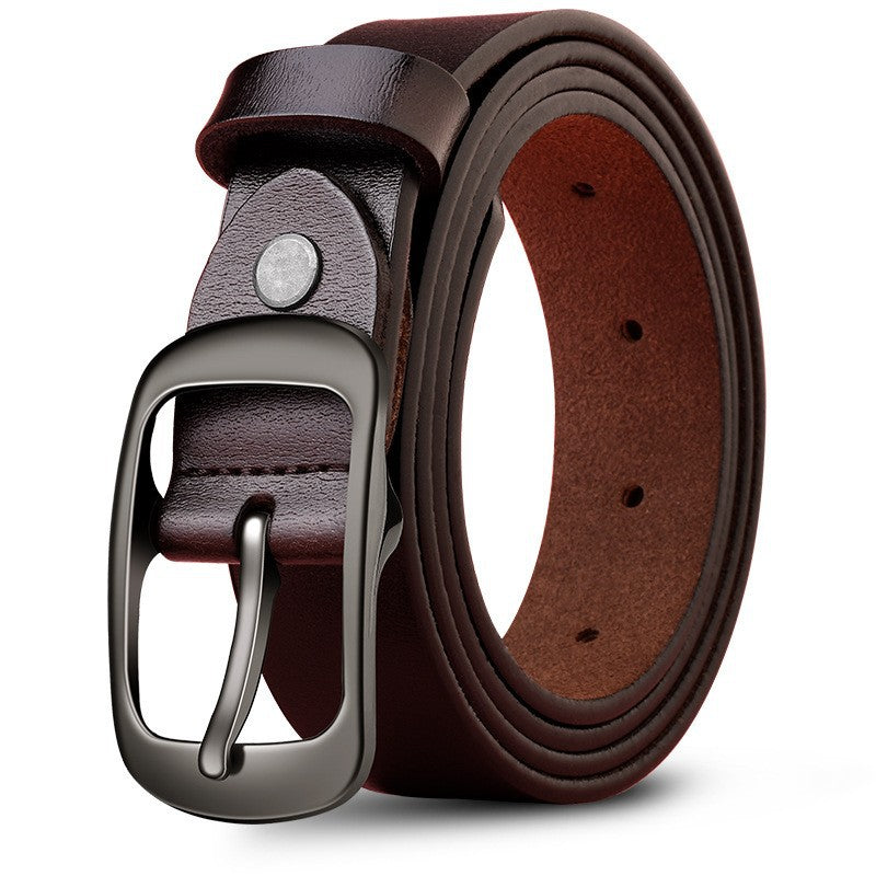 Genuine Leather 110-120CM Women's Belt | Pin Buckle Top Layer Cow Leather (Brown)