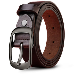 Genuine Leather 110-120CM Women's Belt | Pin Buckle Top Layer Cow Leather (Brown)