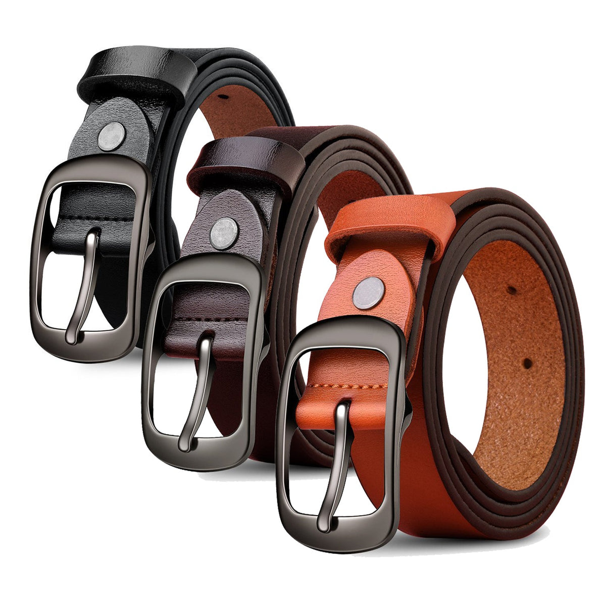 Genuine Leather 110-120CM Women's Belt | Pin Buckle Top Layer Cow Leather (Brown)