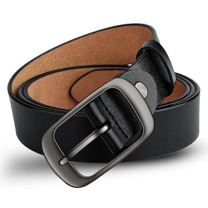 Genuine Leather 110-120CM Women's Belt | Pin Buckle Top Layer Cow Leather (Brown)