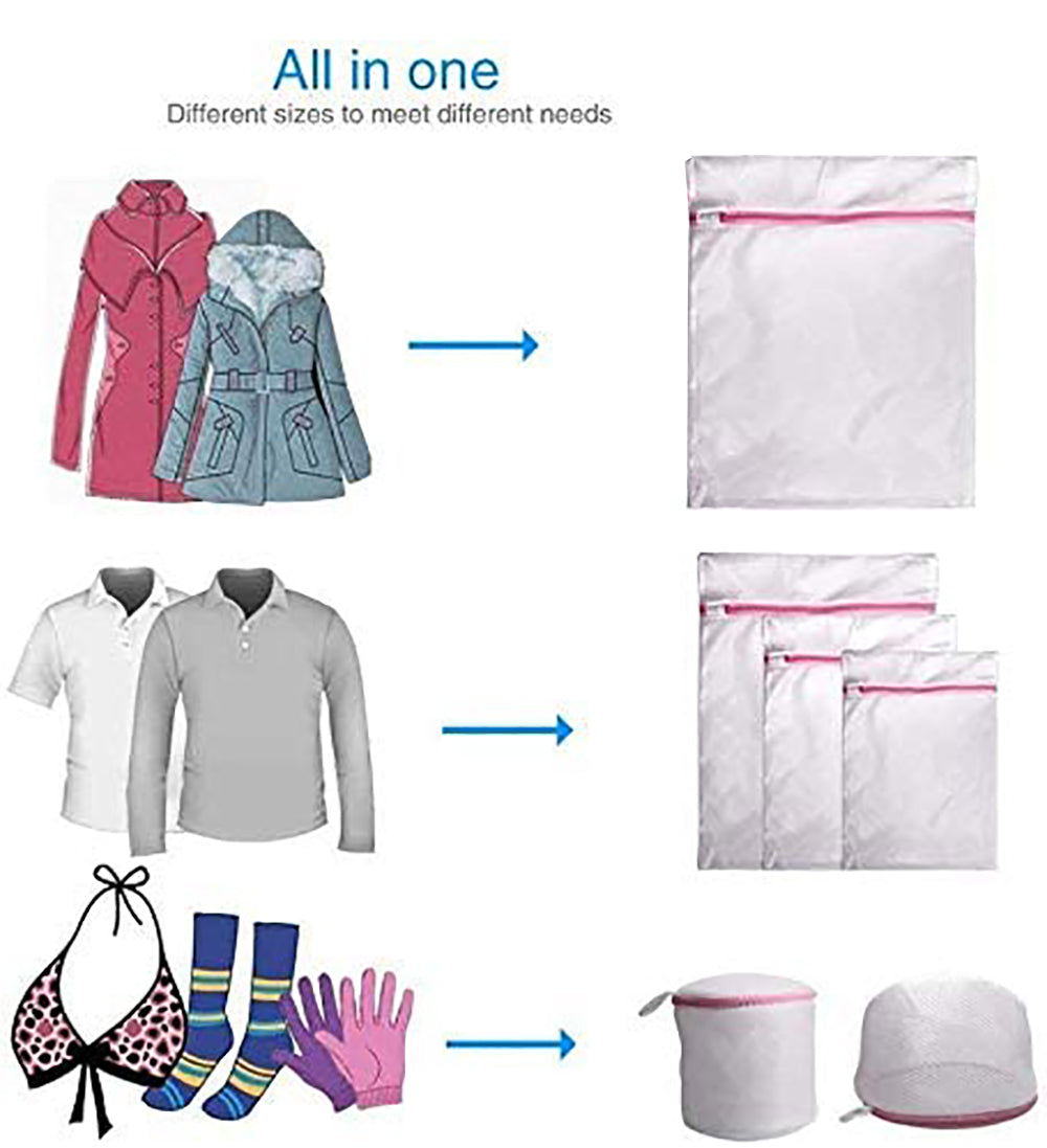 6-Pack Mesh Laundry Bags | Washing Bag Set | Lingerie & Delicate Clothes Wash Bags