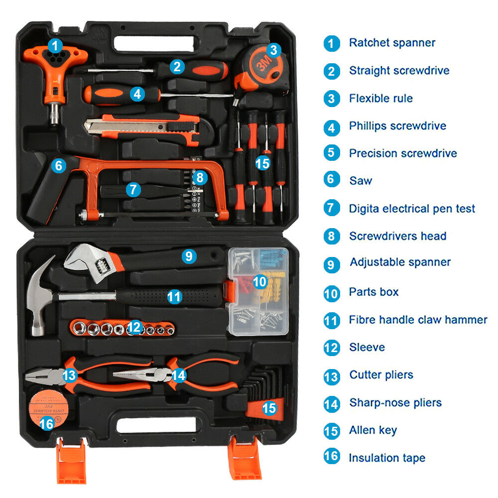 Household Hand Tool Set | 82-Piece | Home Office & Car Repair Kit