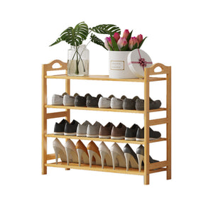 Multi-layer Bamboo Shoe Rack Storage Organizer | Wooden Flower Stand Shelf (4 Layers)