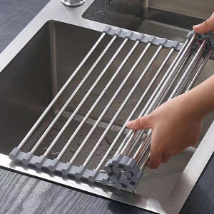 Kitchen Roll-Up Dish Drying Rack | Foldable Drainer Over Sink 304 Stainless Steel (Medium: 4730cm)
