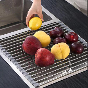 Kitchen Roll-Up Dish Drying Rack | Foldable Drainer Over Sink 304 Stainless Steel (Medium: 4730cm)