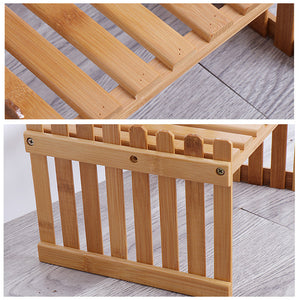 2-Tier Bamboo Plant Stand | Flower Pot Rack | Garden Shelves | Indoor Outdoor Patio