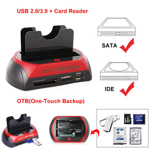 All-In-One Docking Station USB | Dual-Bay Hard Drive | 2.5" | 3.5" IDE SATA SSD | Card Reader
