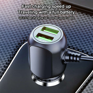 2 in 1 Dash Cam Car Charger | Double USB 5V3.5A QC3.0 Fast | 3.5M Cable