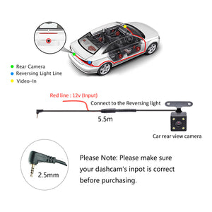 4LED Car Rear Camera | Auto Parking Monitor | Night Vision | IP67 Waterproof | 5.5m Cable
