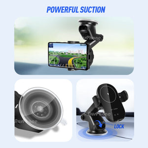 Automatic Clamping 15W Wireless Car Fast Charger Mount | 2-in-1 Car Phone Holder