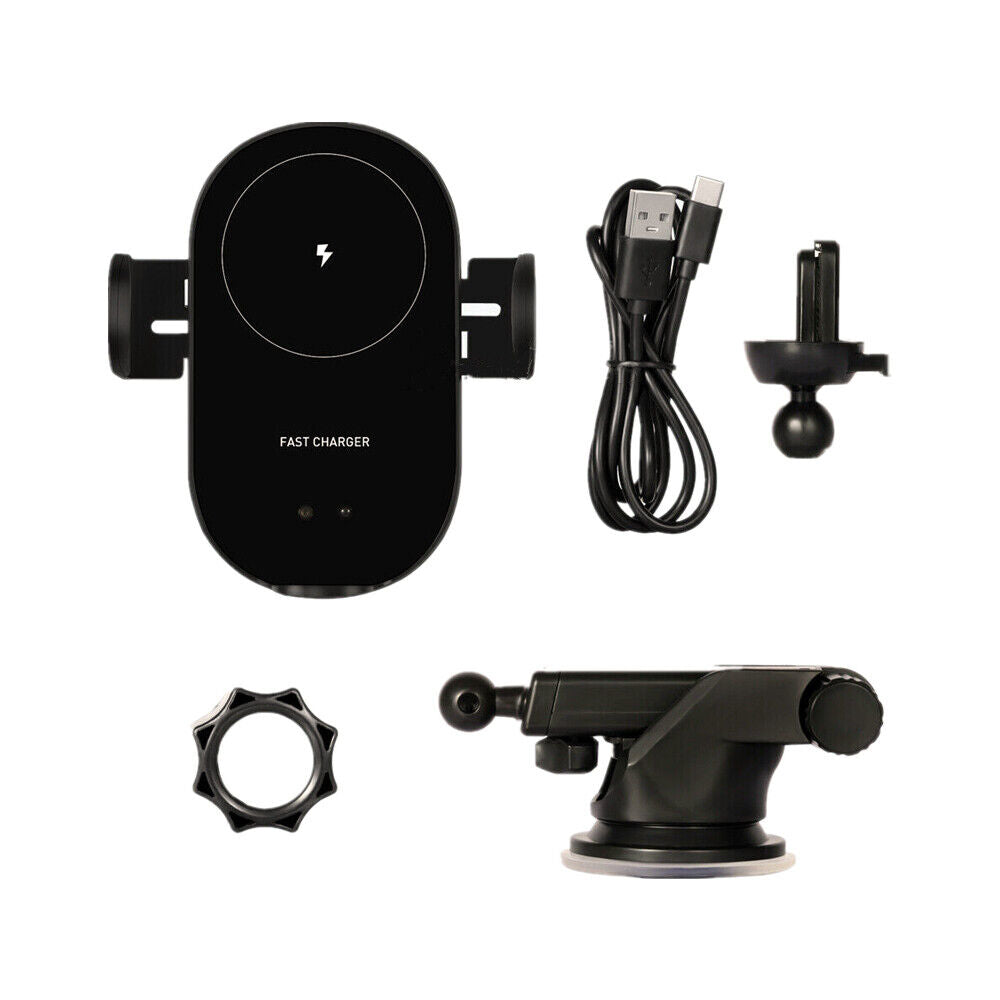 Automatic Clamping 15W Wireless Car Fast Charger Mount | 2-in-1 Car Phone Holder