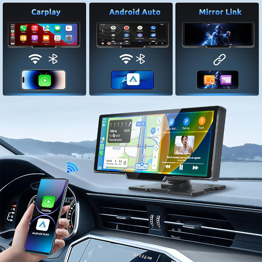 10.26" Wireless Apple Android Carplay | Dual Dash Cam Front Rear Camera | 64G Card