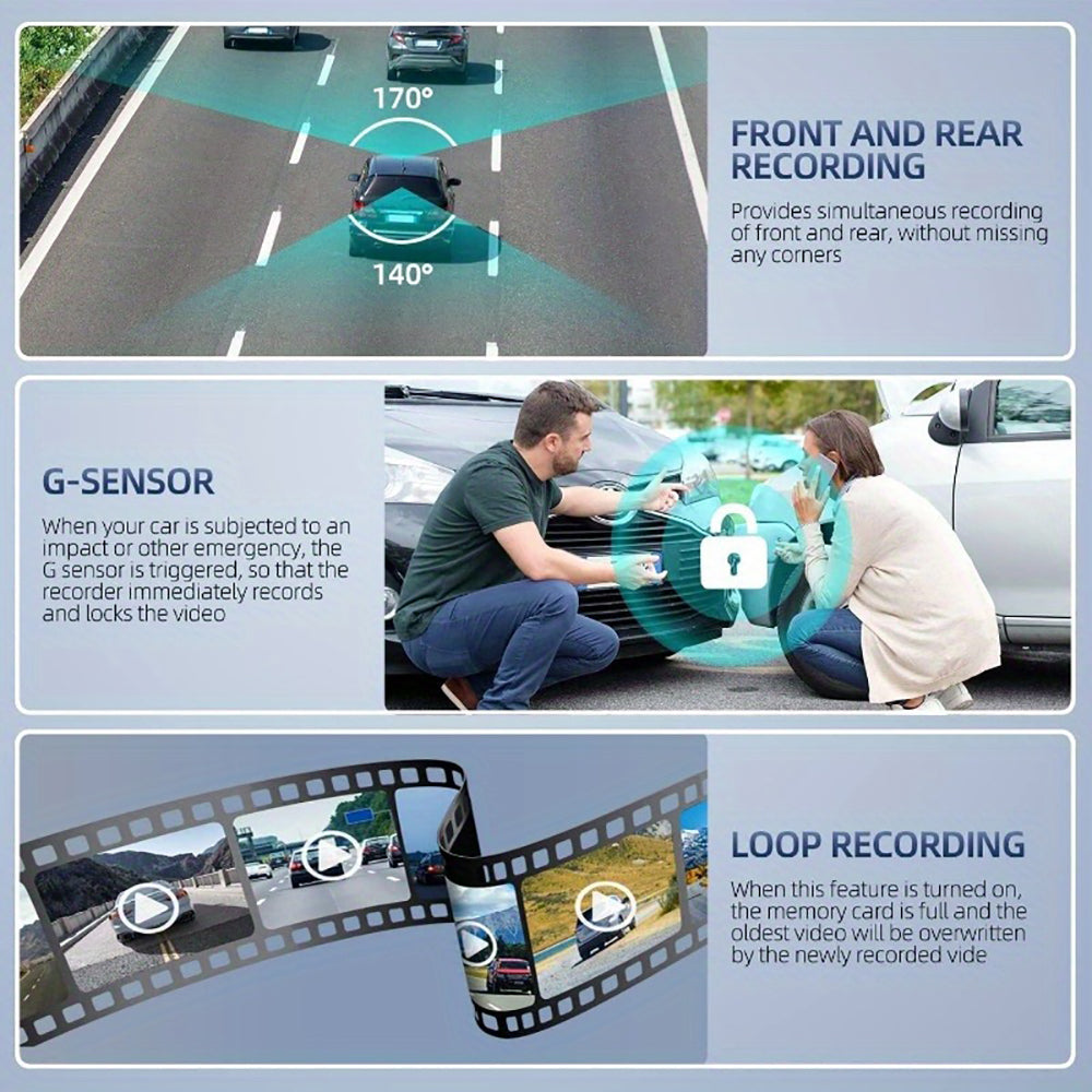 4K Front and Rear Dual Dash Cam | WiFi GPS Car Camera | 64GB SD Card