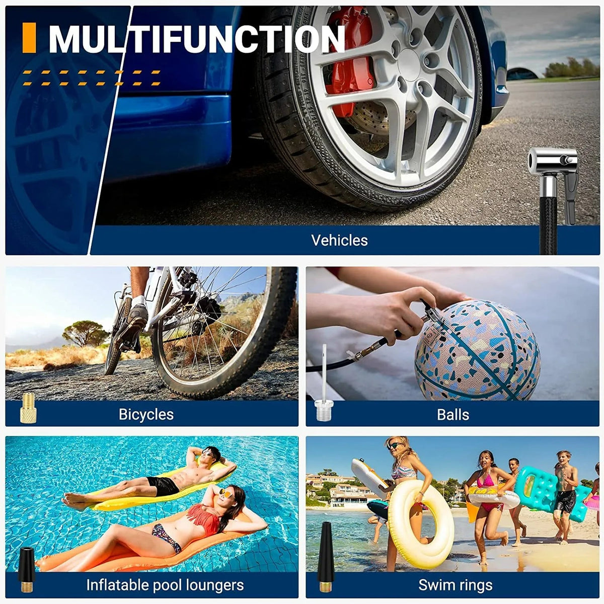 Portable Car Air Compressor | Digital Tire Inflator | Emergency Flashlight Feature