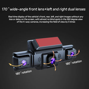 Dashcam | 4 Channel | 5G Wi-Fi | 1080P FHD | 170° Angle | G-Sensor | 64GB Card Included