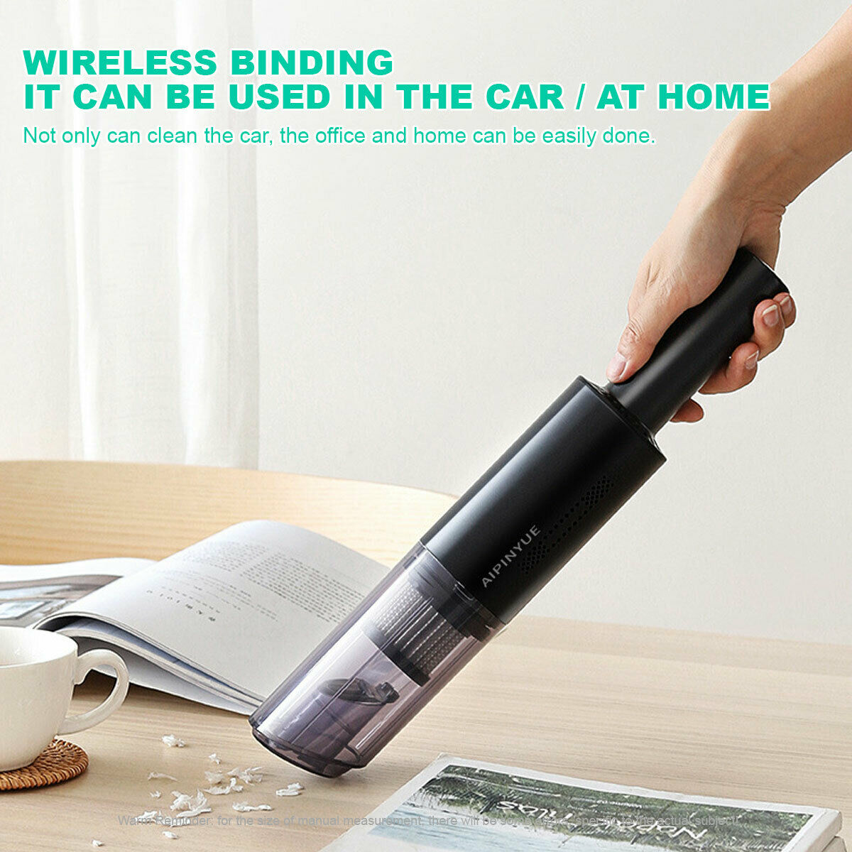 Wireless Charge 6000Pa Suction Powerful Portable Car Vacuum Cleaner | Home Duster | Black