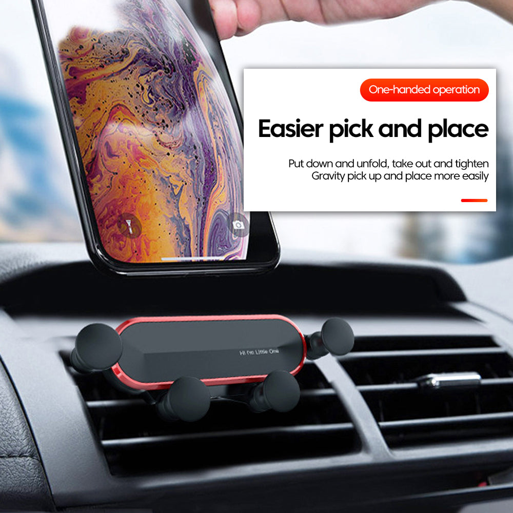 Car Phone Holder | Dark Grey | Metal Gravity 360° Rotation Ball | Universal Air Vent Mount Stand