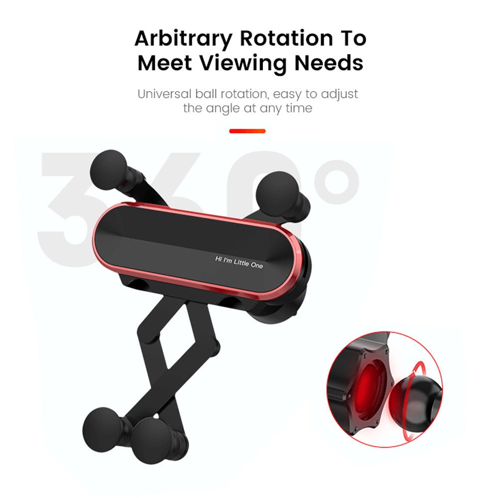Car Phone Holder | Dark Grey | Metal Gravity 360° Rotation Ball | Universal Air Vent Mount Stand