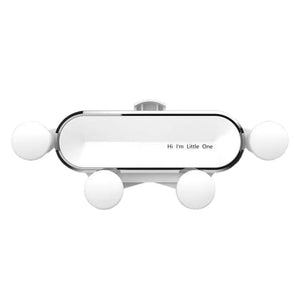 Car Phone Holder | White | Metal Gravity 360° Rotation Ball | Universal Air Vent Mount Stand
