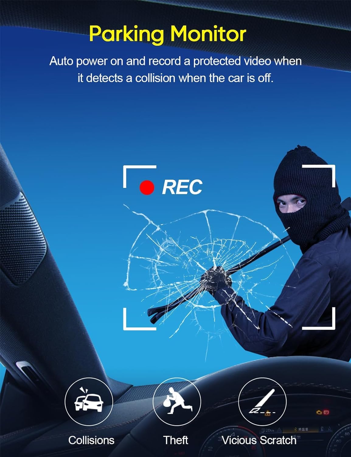 WiFi 3 Channels Dash Cam | 1080P Full HD | Car Dashcam | Free 32GB Card